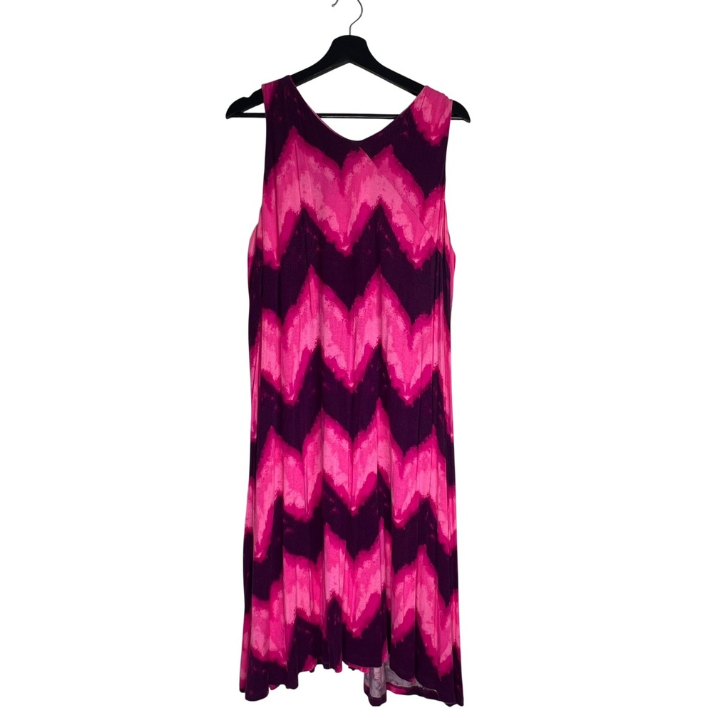 Cato Est. 1946 Womens Plus‎ 18/20W Pink Purple Chevron Lace Up Back Midi Dress
